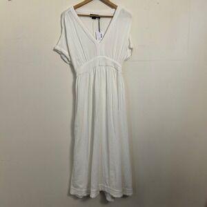 HATCH The Rosa Dress White Cotton Gauze V-Neck Midi D337205 Size 4 NEW